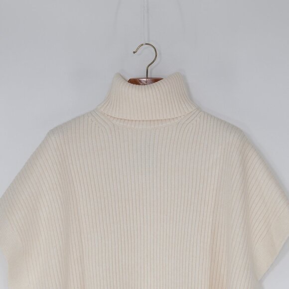 H&M Cream Ribbed Sleeveless Turtleneck Sweater Poncho (Recycled Polyester) - Picture 2 of 4